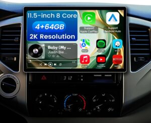 11.5 Inch 8 Core 4GB+64GB Car Radio Stereo for Toyota Tacoma 2005-2015, 2K Touchscreen Android 13 Head Unit with Wireless CarPlay & Android Auto, 1080P Backup Camera, GPS Navigation, SWC, AM/FM Radio